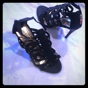 Black strappy heels